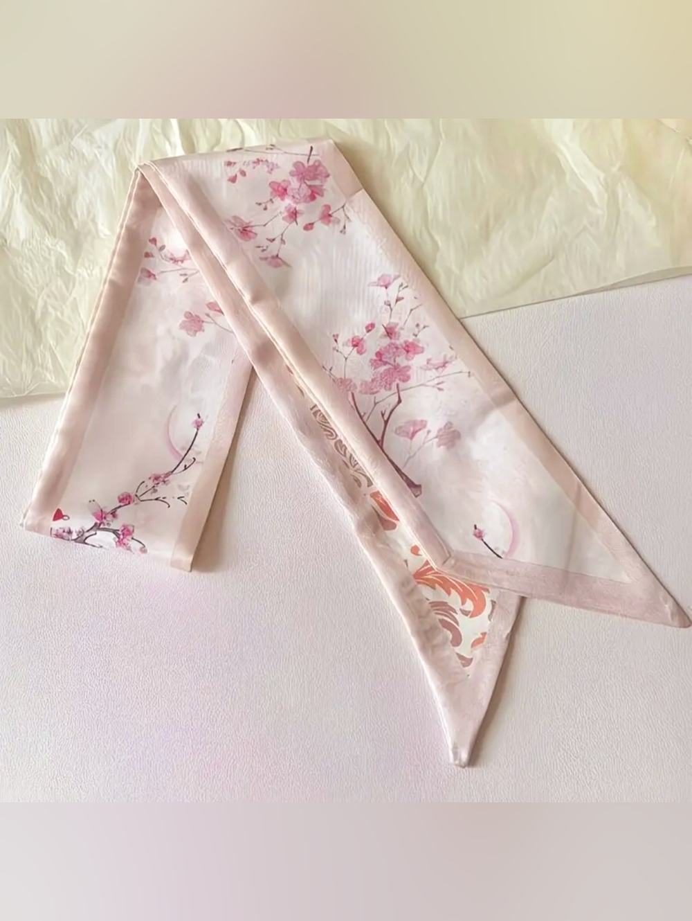 Set of Four Satin  Floral & Pastel Scarves - Picture 6 of 8